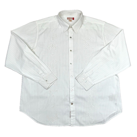 Guess Men's White Long Sleeve Button Up Embroidered Dress Shirt Size X Large - Picture 1 of 16